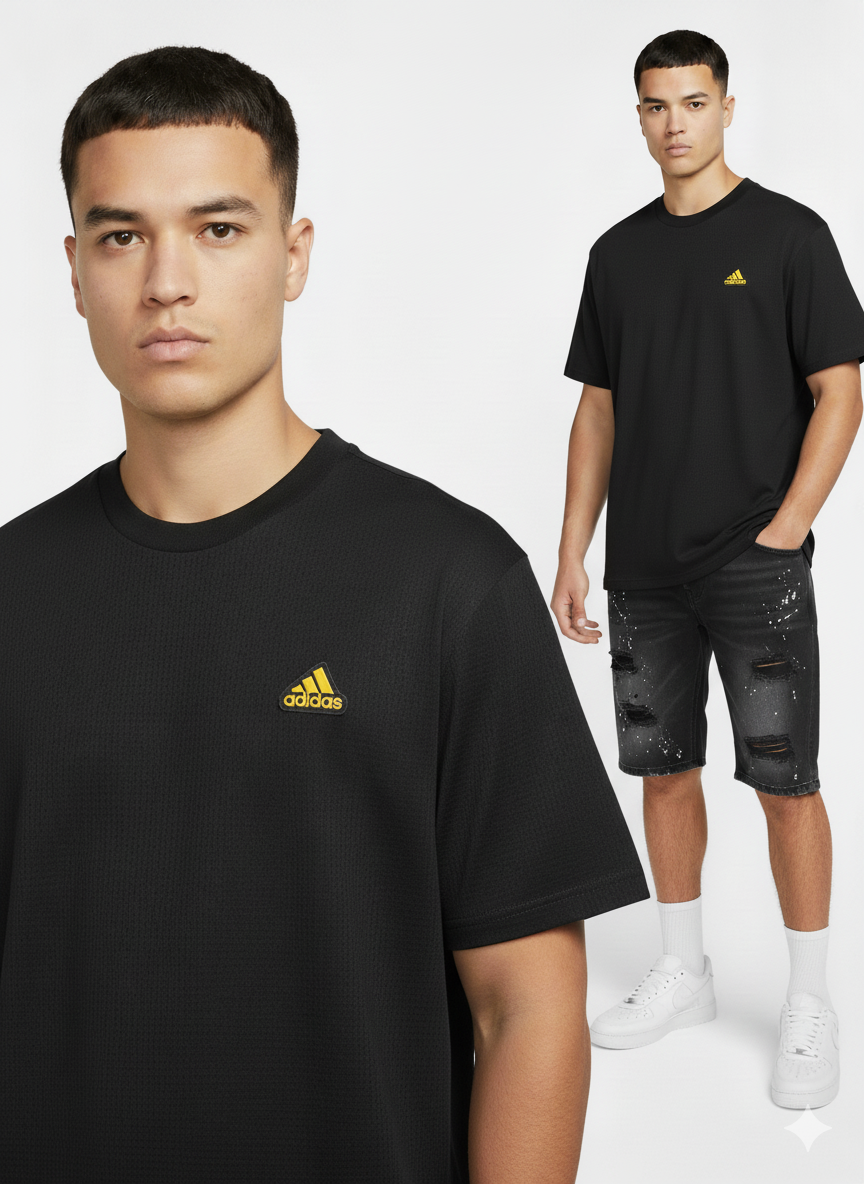 camiseta cuello redondo negra clásica