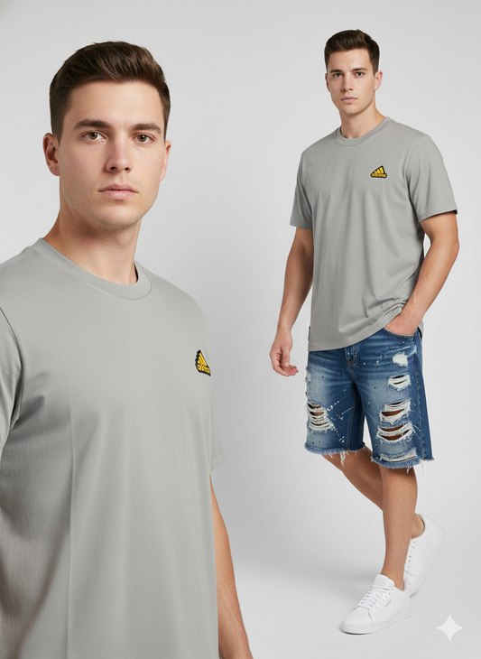 Camiseta cuello redondo gris clásica